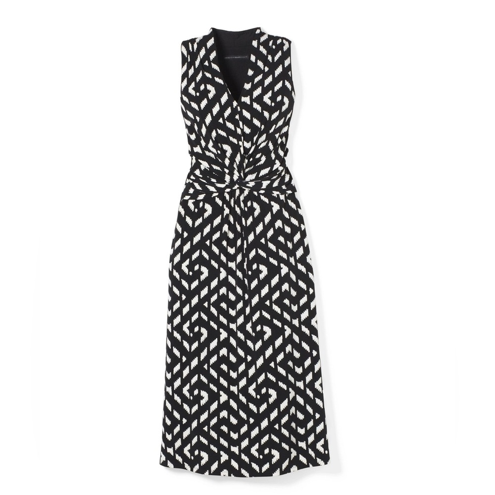 White House Black Market Black and White Geometric Midi Dress